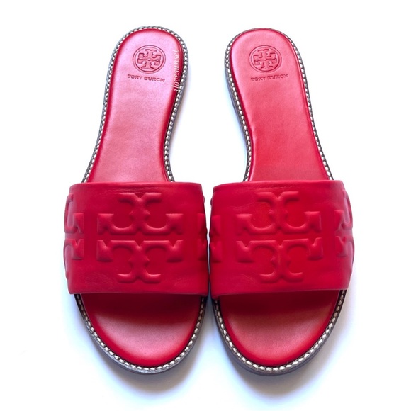 {Tory Burch} Bearberry Everly High Frequency Slide Flat Sandals - Size 9 - Picture 2 of 7